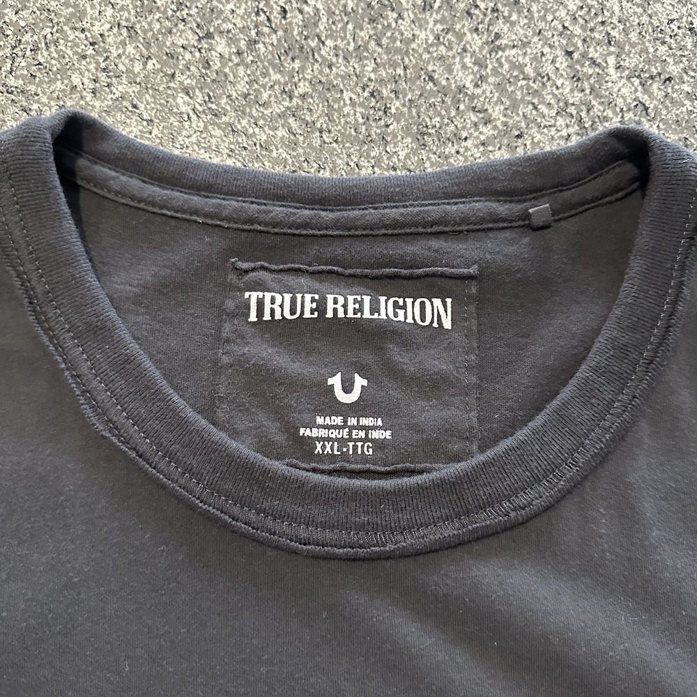 True Religion Studded Immortal Tee Mens Size XXL Black Wash Western - Picture 3 of 8